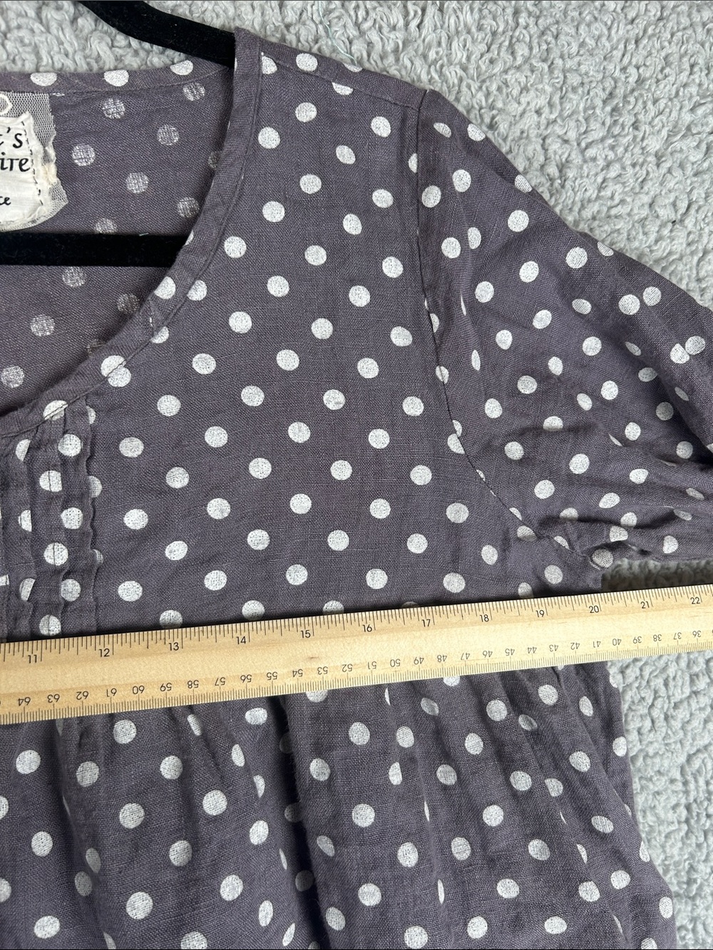Heart’s Desire by Mary Grace Polka Dot 100% Linen Ruffled Flowy Fit Top Size S - Picture 10 of 16